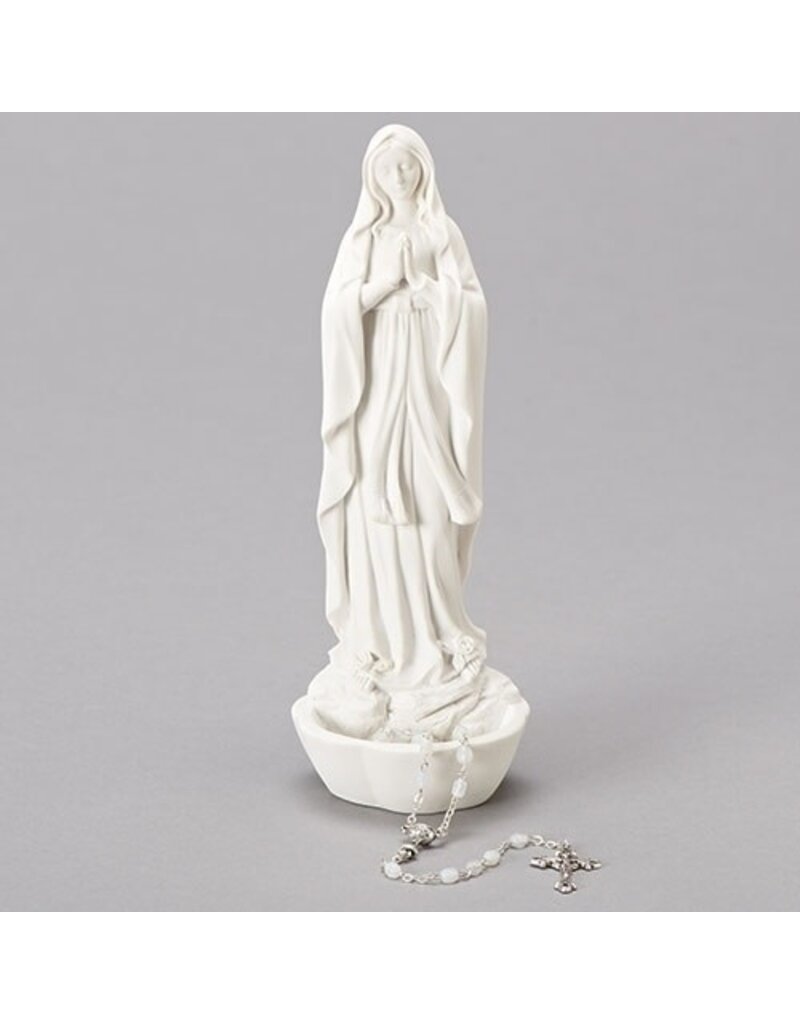Roman, Inc Our Lady of Lourdes White Rosary Holder