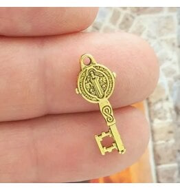 Gold St. Benedict Medal Key Charm