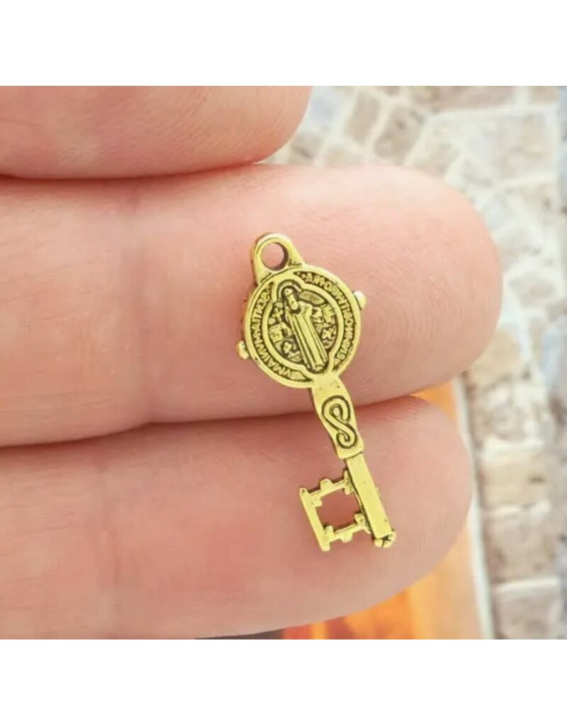 Gold St. Benedict Medal Key Charm