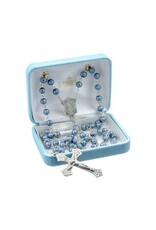 HMH Religious Round Midnight Blue Lava Bead New England pewter rosary with center and crucifix , 7 mm beads