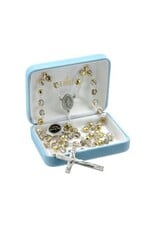 HMH Religious Metallic Gold Faceted Czech Beaded Rosary w/Genuine Pewter Crucifix and Center-6mm beads, 20"