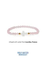 Holy Water Bracelet Holy Water Rose Quartz Cross Bracelet, with gold beads