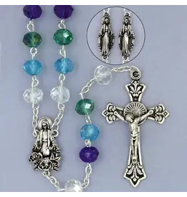 Devon Trading Company Blue Multicolor Tin-Cut Crystal Rosary