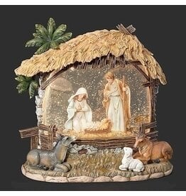 Roman, Inc Lighted Swirl Holy Family Nativity Stable w/Animals (8.25"H)