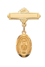 McVan Gold over Sterling Silver Miraculous Medal Baby Pin