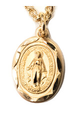 HMH Religious Gold Over Sterling Silver Miraculous Medal with Scalloped Border 18" Chain