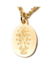 HMH Religious Gold Over Sterling Silver Miraculous Medal with Scalloped Border 18" Chain