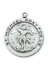 McVan Sterling Silver St. Michael Pendant - Sterling Silver St. Michael with 24 in. Rhodium Plated Brass Chain and Deluxe Gift Box
