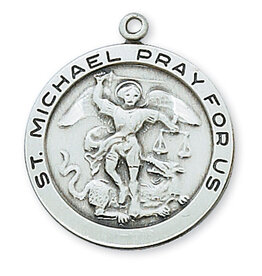 McVan Sterling Silver St. Michael Pendant - Sterling Silver St. Michael with 24 in. Rhodium Plated Brass Chain and Deluxe Gift Box