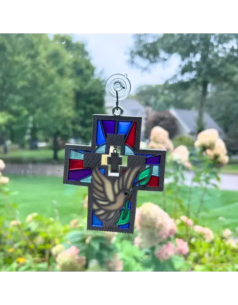 Holy Water Bracelet Cross & Dove Ornament | Sun Catcher