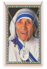 McVan St. Teresa of Calcutta Pewter Pendant with Prayer Card