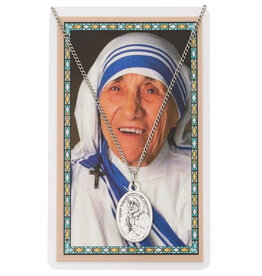 McVan St. Teresa of Calcutta Pewter Pendant with Prayer Card