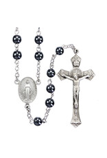 HMH Religious 6mm Hematite Bead Rosary with New England Pewter