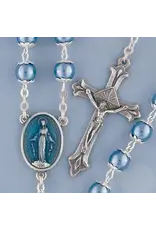 Devon Trading Company Blue Pearl Rosary Enamel Center with Silver Cross