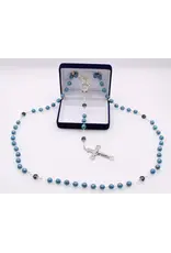 Devon Trading Company Marble Look Rosary with Montana Blue OF Beads