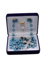 Devon Trading Company Marble Look Rosary with Montana Blue OF Beads