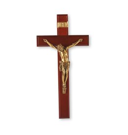 WJ Hirten 12" Dark Cherry Cross with Gold Tone Corpus