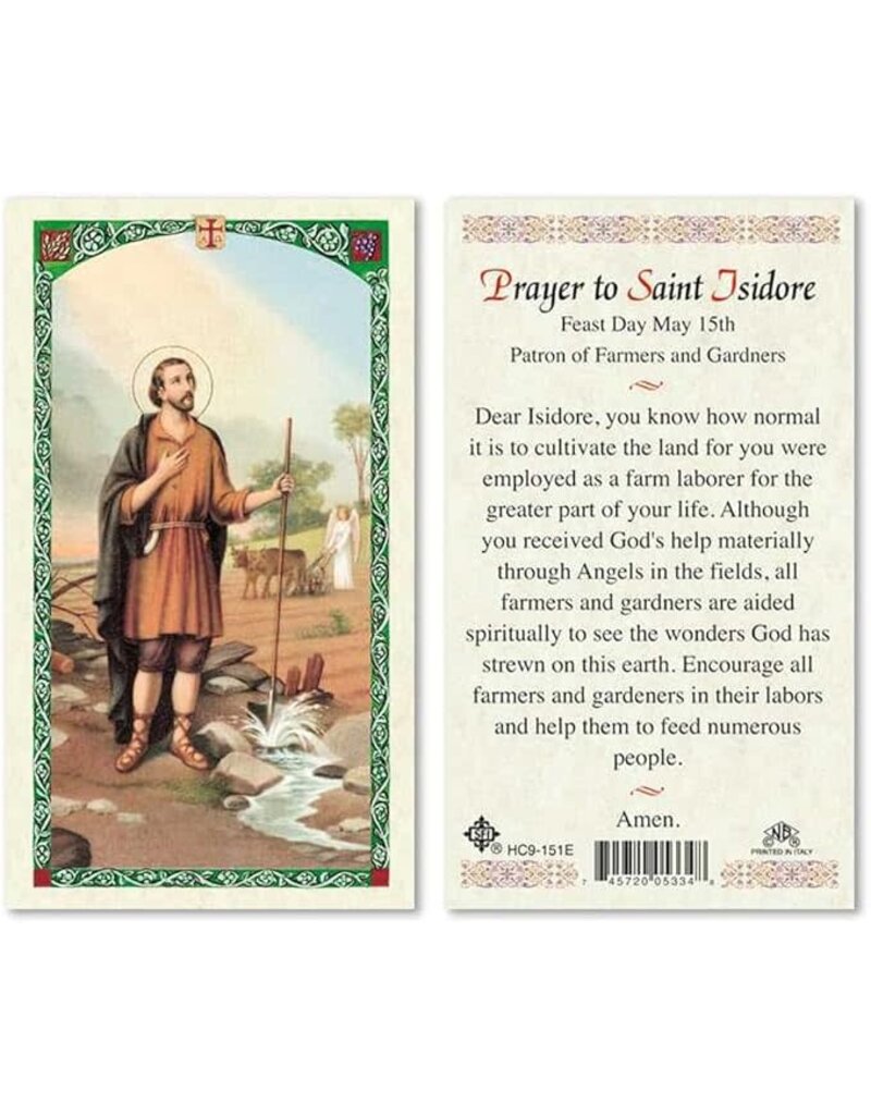 WJ Hirten Prayer to Saint Isidore of Seville Laminated Holy Card