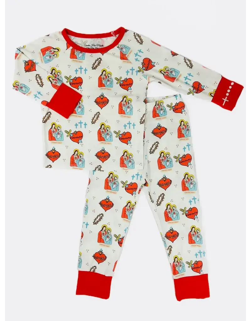 Sacred Heart of Jesus and Immaculate Heart of Mary Two Piece Kids Pajamas 3T