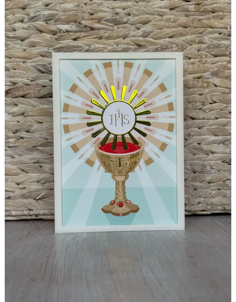 Be Still Prayer Space Illustration in Box Frame - Blessed Sacrament, Light Blue-Green | Be Still Prayer Space