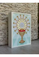 Be Still Prayer Space Illustration in Box Frame - Blessed Sacrament, Light Blue-Green | Be Still Prayer Space