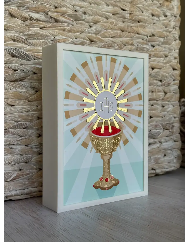 Be Still Prayer Space Illustration in Box Frame - Blessed Sacrament, Light Blue-Green | Be Still Prayer Space