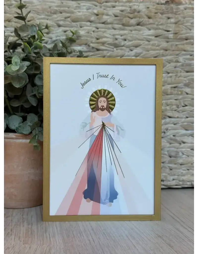 Be Still Prayer Space Illustration in Box Frame - Divine Mercy of Jesus, Gold Frame | Be Still Prayer Space