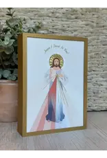 Be Still Prayer Space Illustration in Box Frame - Divine Mercy of Jesus, Gold Frame | Be Still Prayer Space