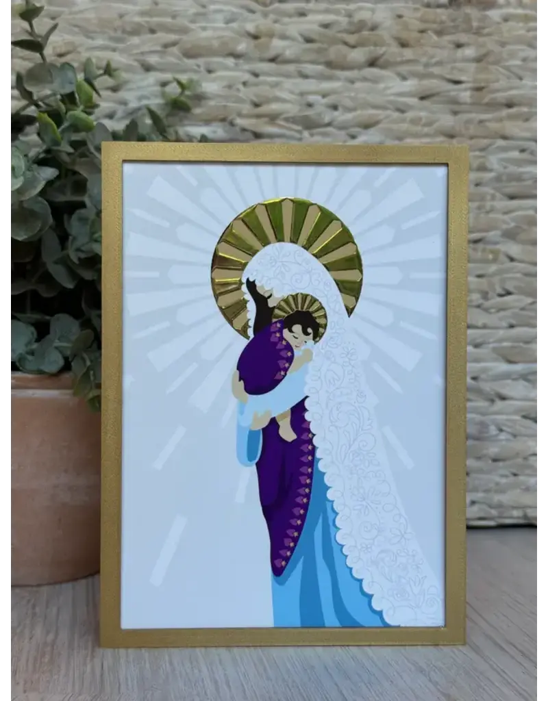 Be Still Prayer Space Illustration in Box Frame - Madonna and Child, gold frame | Be Still Prayer Space