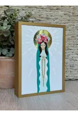 Be Still Prayer Space Illustration in Box Frame - Our Lady of the Rosary , gold box| Be Still Prayer Space