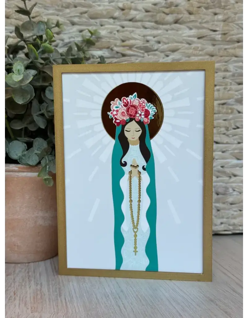 Be Still Prayer Space Illustration in Box Frame - Our Lady of the Rosary , gold box| Be Still Prayer Space