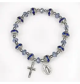 Lumen Mundi Blue Crystal Stretch Rosary Bracelet