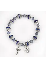 Lumen Mundi Blue Crystal Stretch Rosary Bracelet