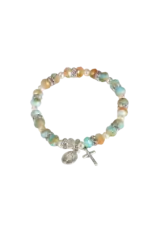 Lumen Mundi Turquoise and Peach Stretch Bracelet