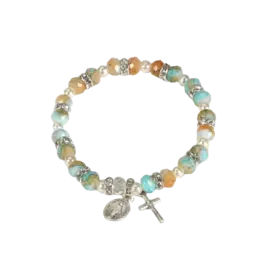 Lumen Mundi Turquoise and Peach Stretch Bracelet