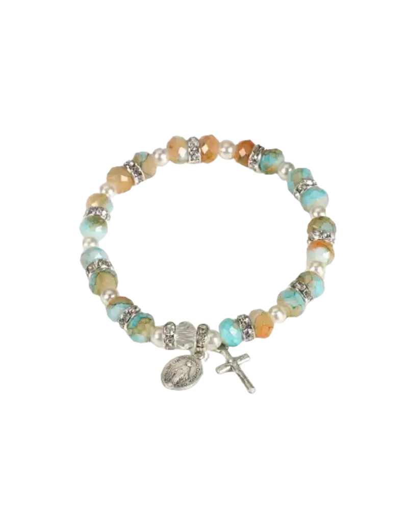 Lumen Mundi Turquoise and Peach Stretch Bracelet