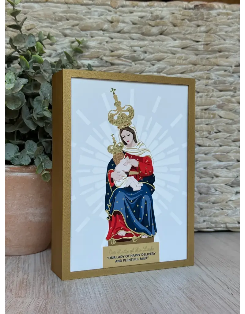 Be Still Prayer Space Illustration in Box Frame - Our Lady of La Leche, gold box | Be Still Prayer Space