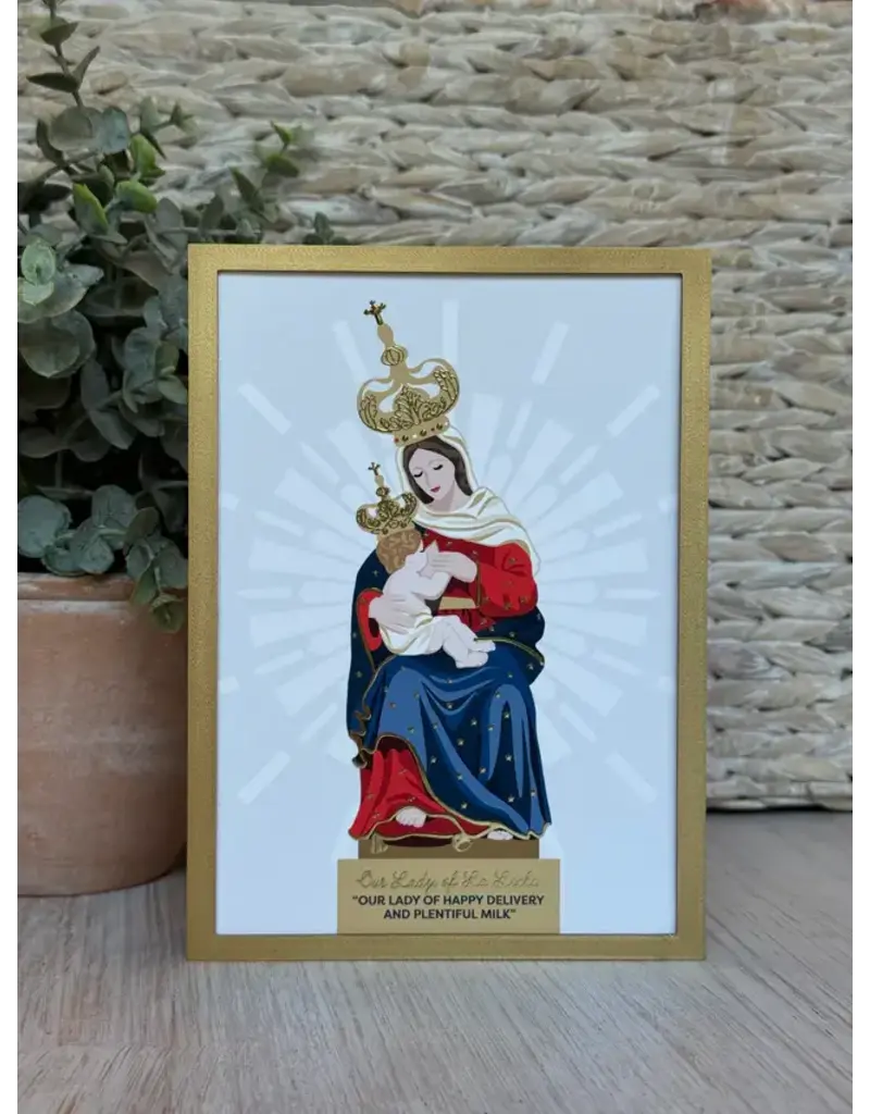 Be Still Prayer Space Illustration in Box Frame - Our Lady of La Leche, gold box | Be Still Prayer Space