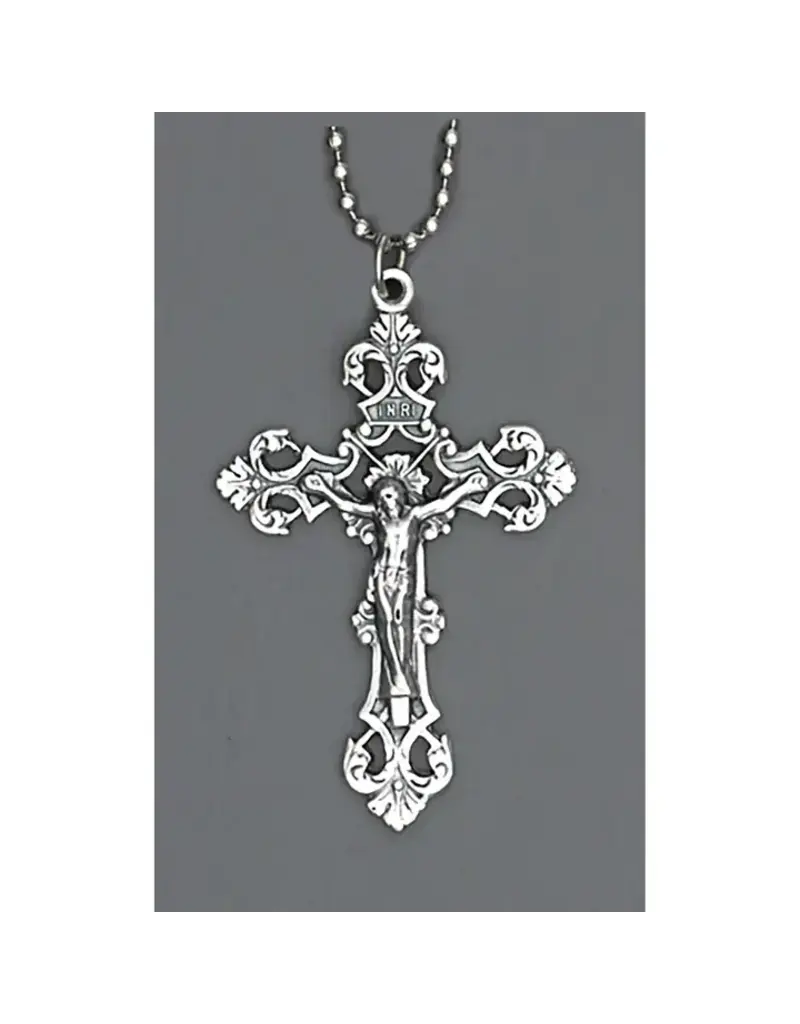 Lumen Mundi Fleur De Lis Crucifix with 8" Ball Chain