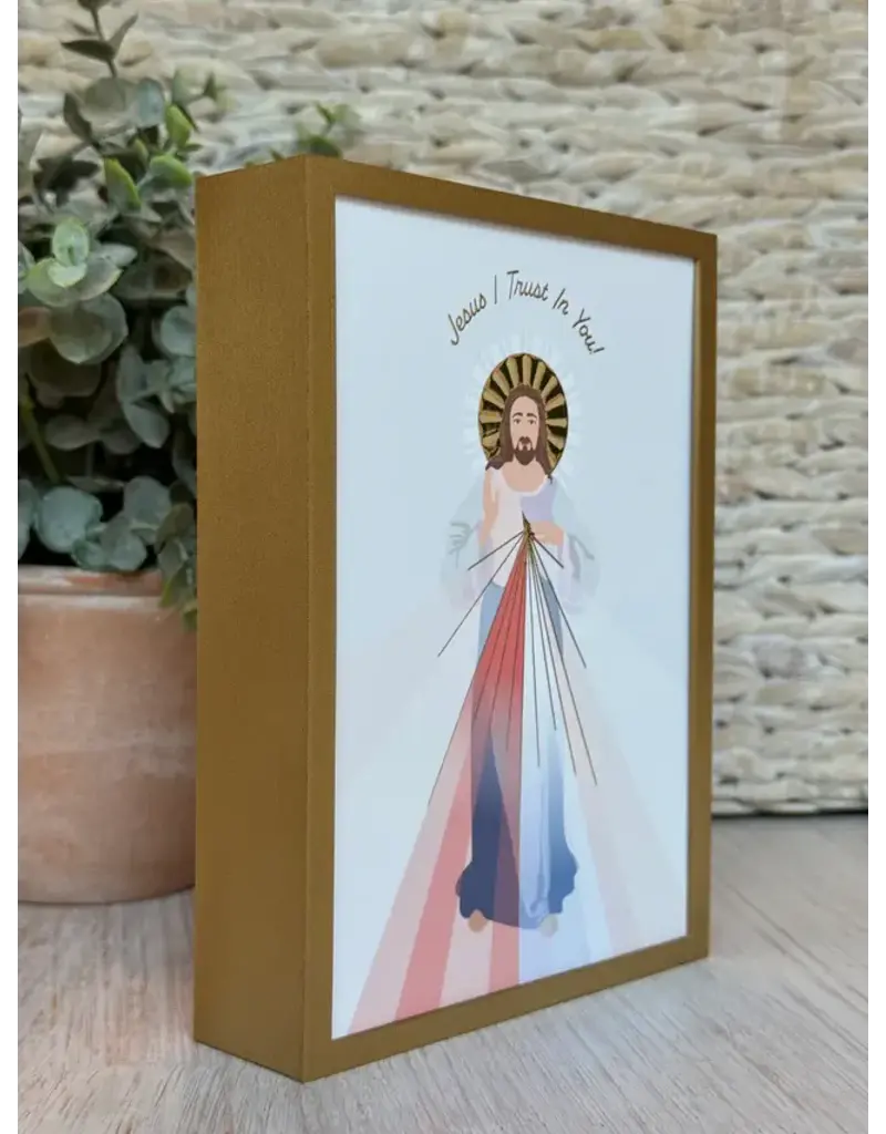Be Still Prayer Space Illustration in Box Frame - Divine Mercy of Jesus, Gold Frame | Be Still Prayer Space