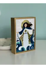 Be Still Prayer Space Illustration in Box Frame - Stella Maris (Our Lady Star of the Sea), Gold Frame | Be Still Prayer Space