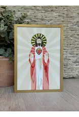 Be Still Prayer Space Illustration in Box Frame - Sacred Heart of Jesus, Gold Frame | Be Still Prayer Space