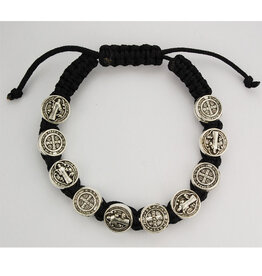 McVan Black St. Benedict Cord Bracelet Adjustable