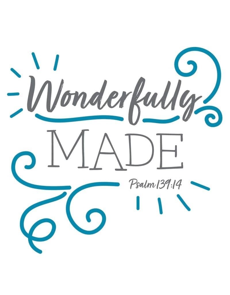 Scripture Swaddle: Wonderfully Made (Blue, 47×47)