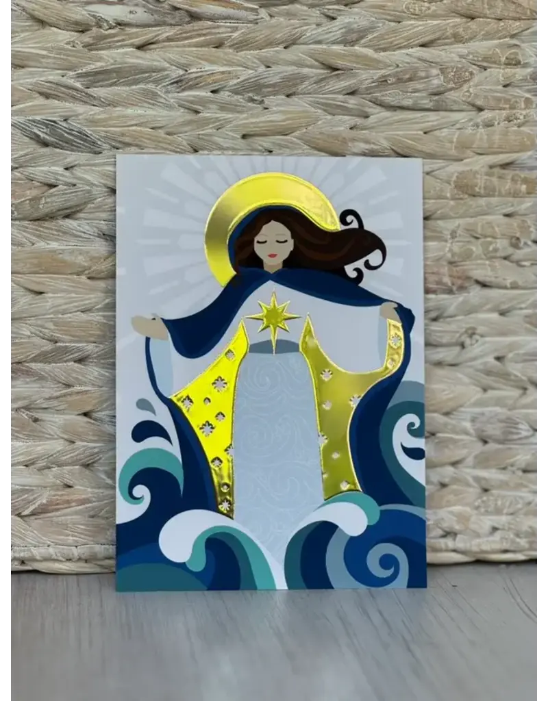 Be Still Prayer Space Illustration in Box Frame - Stella Maris (Our Lady Star of the Sea), Gold Frame | Be Still Prayer Space