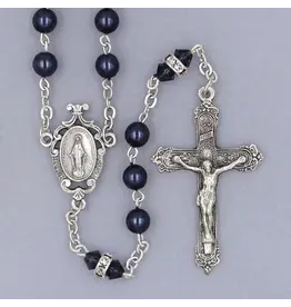 Devon Trading Company Pearl Rosary Rondelle Montana Blue Deluxe Center and Crucifix Boxed