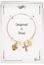 Roman, Inc Confirmed in Christ - Confirmation Bangle Charm Bracelet - Gold (Carded)