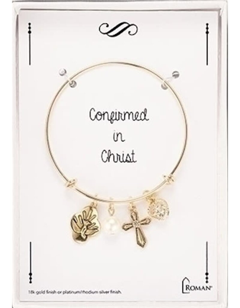 Roman, Inc Confirmed in Christ - Confirmation Bangle Charm Bracelet - Gold (Carded)