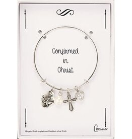 Roman, Inc Confirmed in Christ - Confirmation Bangle Charm Bracelet - Silver (Carded)