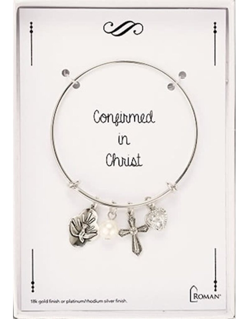 Roman, Inc Confirmed in Christ - Confirmation Bangle Charm Bracelet - Silver (Carded)